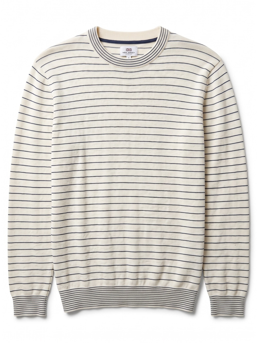 Ben Sherman Cream and Navy Striped Crewneck Sweater